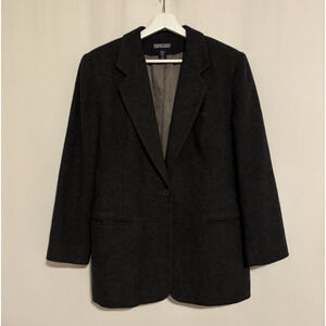 Land's End Blazer 12 Petite Wool Cashmere Gray Pockets